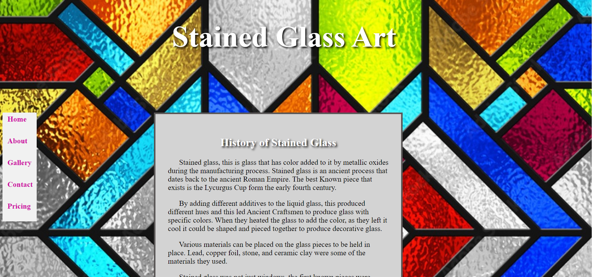 Stained Glass website